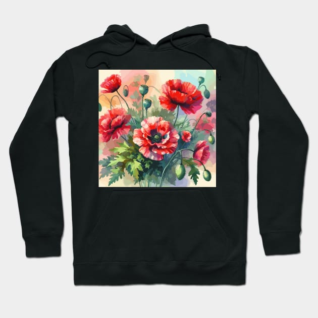 Red Poppy Flower Hoodie by Jenni Arts